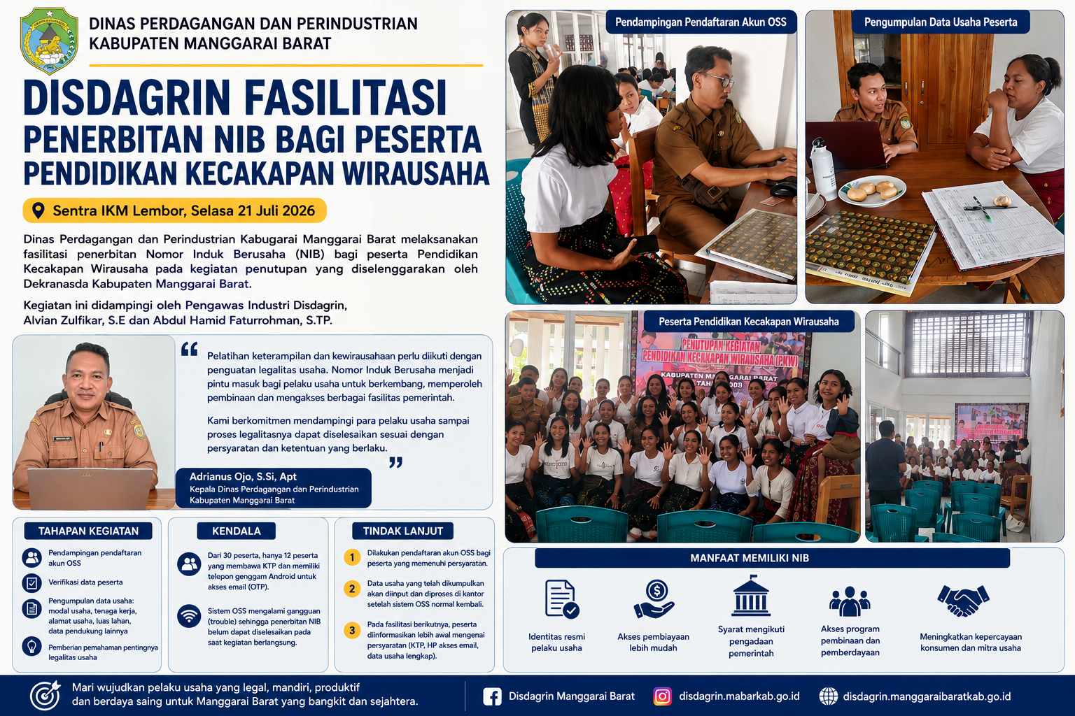 Disdagrin Manggarai Barat Fasilitasi Legalitas Usaha bagi Peserta Pendidikan Kecakapan Wirausaha
